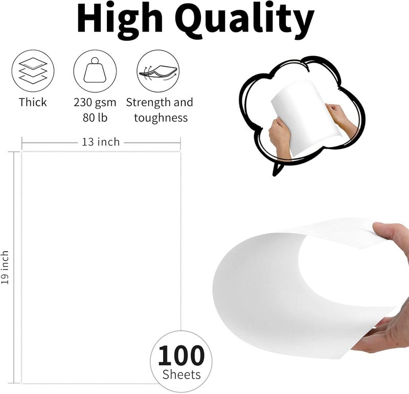 Goefun 13 x 19 White Cardstock 80lb, Heavy-Weight Cover Card Stock 100 Pack, Thick Printer Paper for Inkjet or Laser Printers, Photos, Poster, Menu, Demo Board, Flip Chart - Image 2